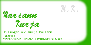 mariann kurja business card